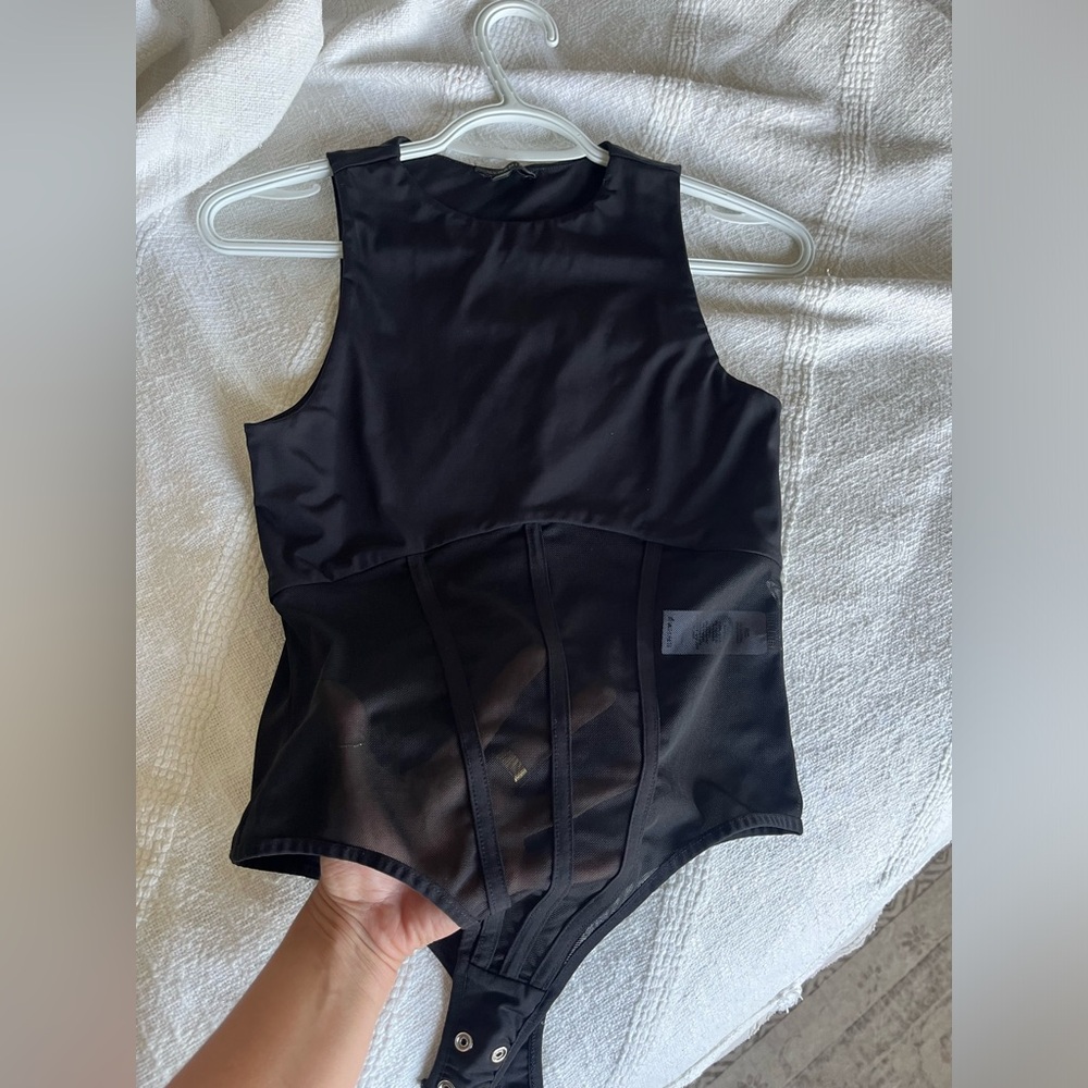 Dynamite Black Sheer Panel Bodysuit